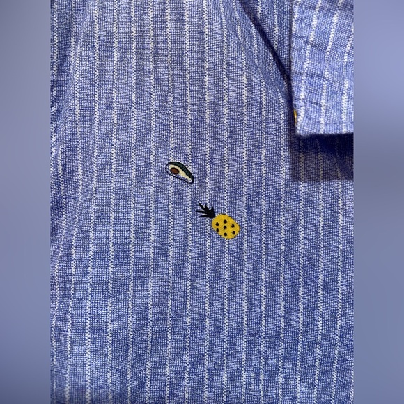 Old Navy Size XL The Classic Shirt Blue Stripe Avocado Pineapple Print Button - Picture 6 of 12